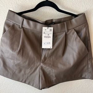 Zara Lather  Brown Short  XL New